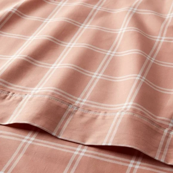 Queen 400 Thread Count Performance Sheet Set Pink Plaid - Threshold
